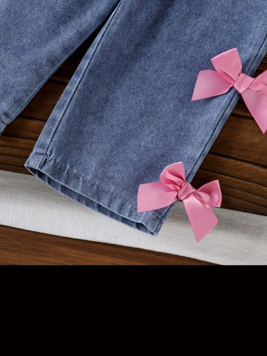 Girls Printed Sweatshirt & Trousers