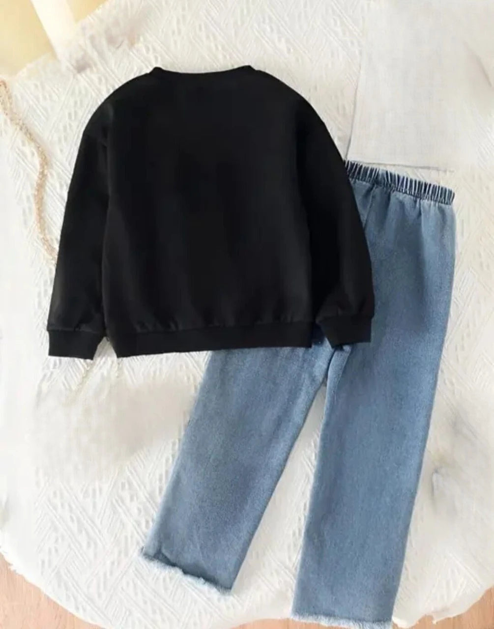 I Naina Dresses Girls Party(Festive) Top Jeans (Black & Blue Bow)