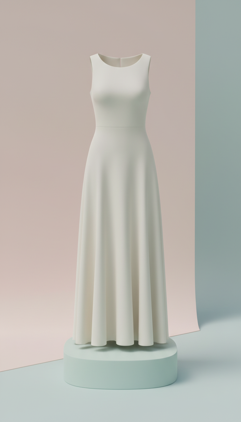 Ivory Veil crepe A-line dress