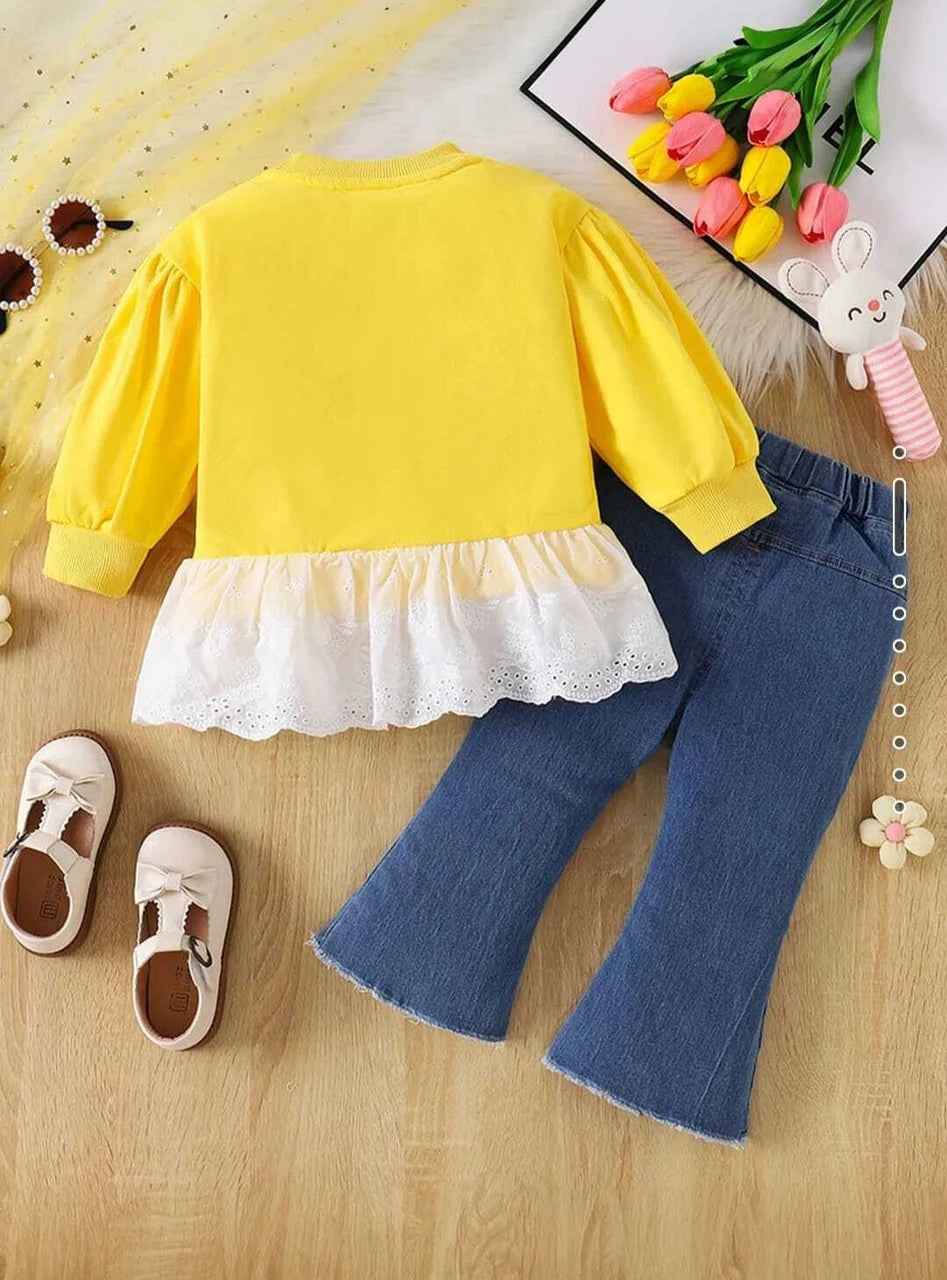 Girls Printed T-shirt with Trousers