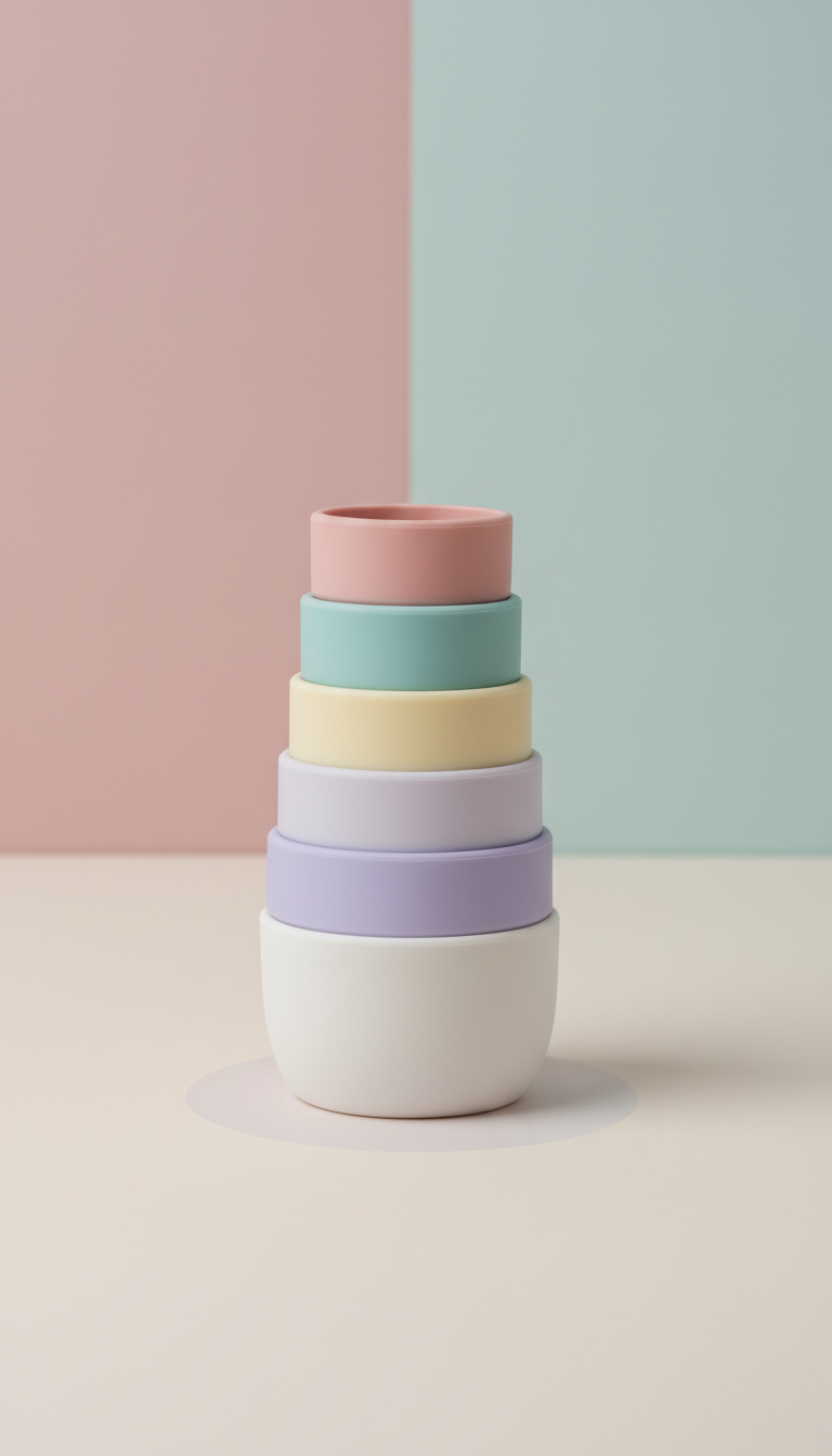 Silicone Stacking Cups Gentle Tones