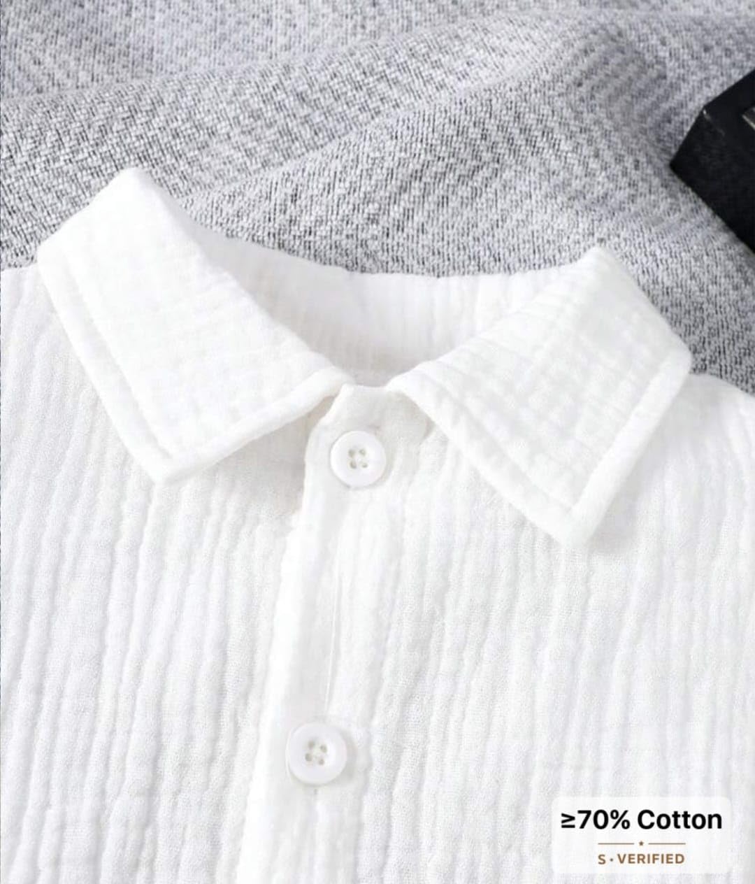 Girls Cotton Ruffle Top and Bow Print Denim Jeans Combo Set, White and Blue, Kids Outfit