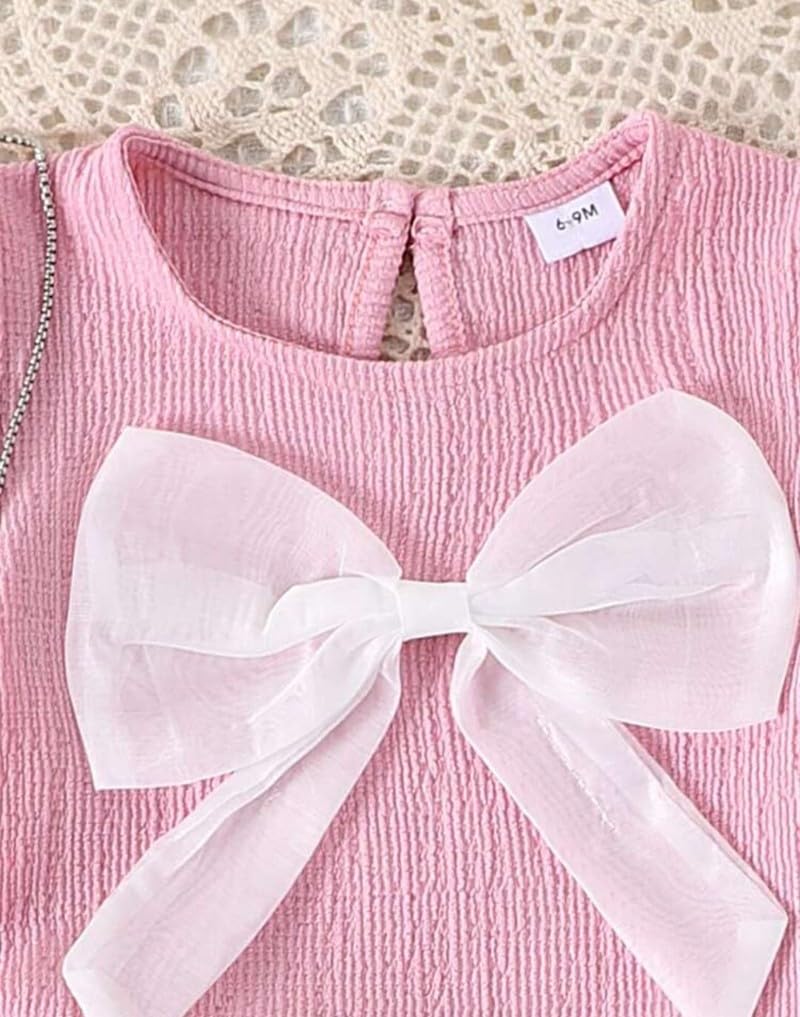 Girls Pink Top & Denim Jeans Set, 2pc