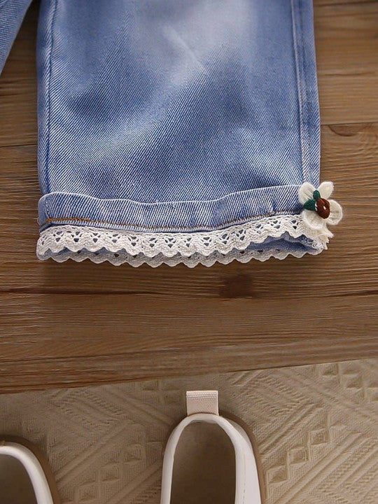 Girls Embellished Sweatshirt With Trousers
