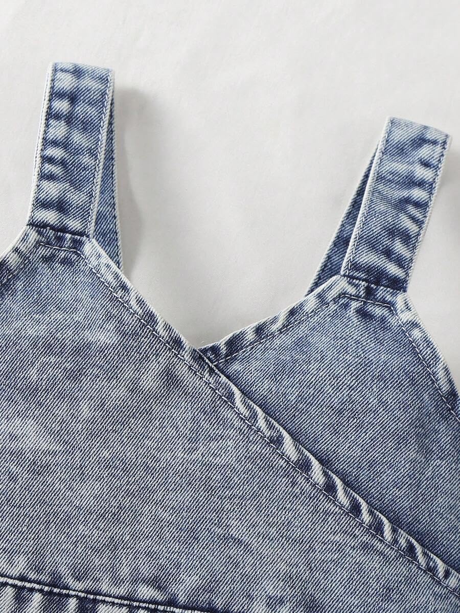 Girls 3-Piece Denim Tank Jacket, White Top & Herat Print Jeans