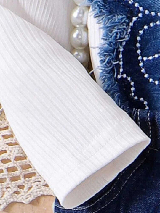 Girls Printed Long Sleeves T-shirt With Jeans