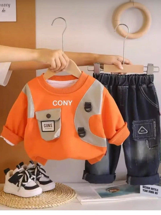 Boys Colourblocked Sweatshirt & Trousers