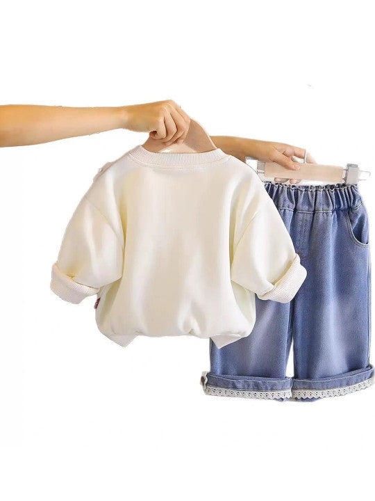 Girls Embellished Sweatshirt With Trousers