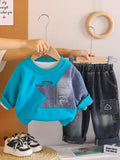 Boys Colourblocked Sweatshirt & Trousers