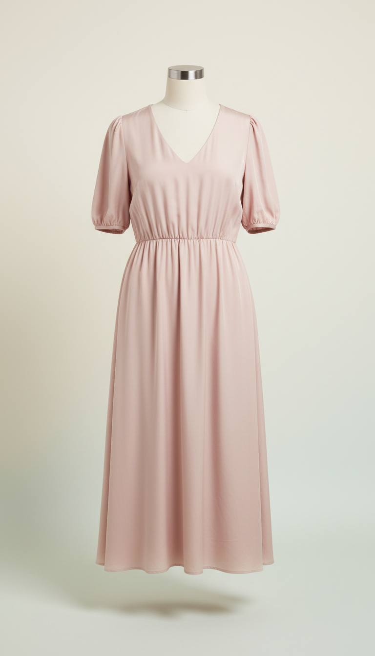 Blush Mist silk blend midi dress